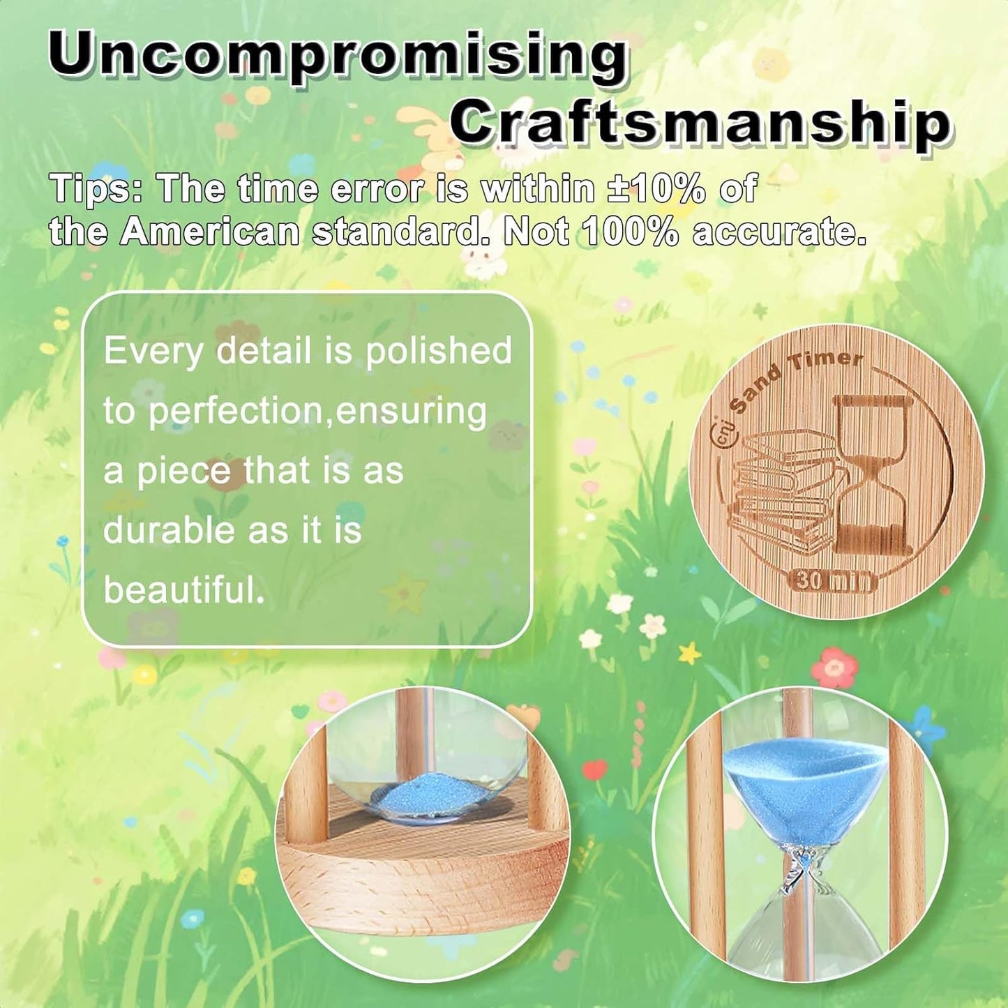 2 Minute Wooden Sand Timer,2 Min Hourglass, Small Sand Watch, Reloj De Arena, Hour Glass Sandglass for Home, Office, Decorative, Game, Classroom