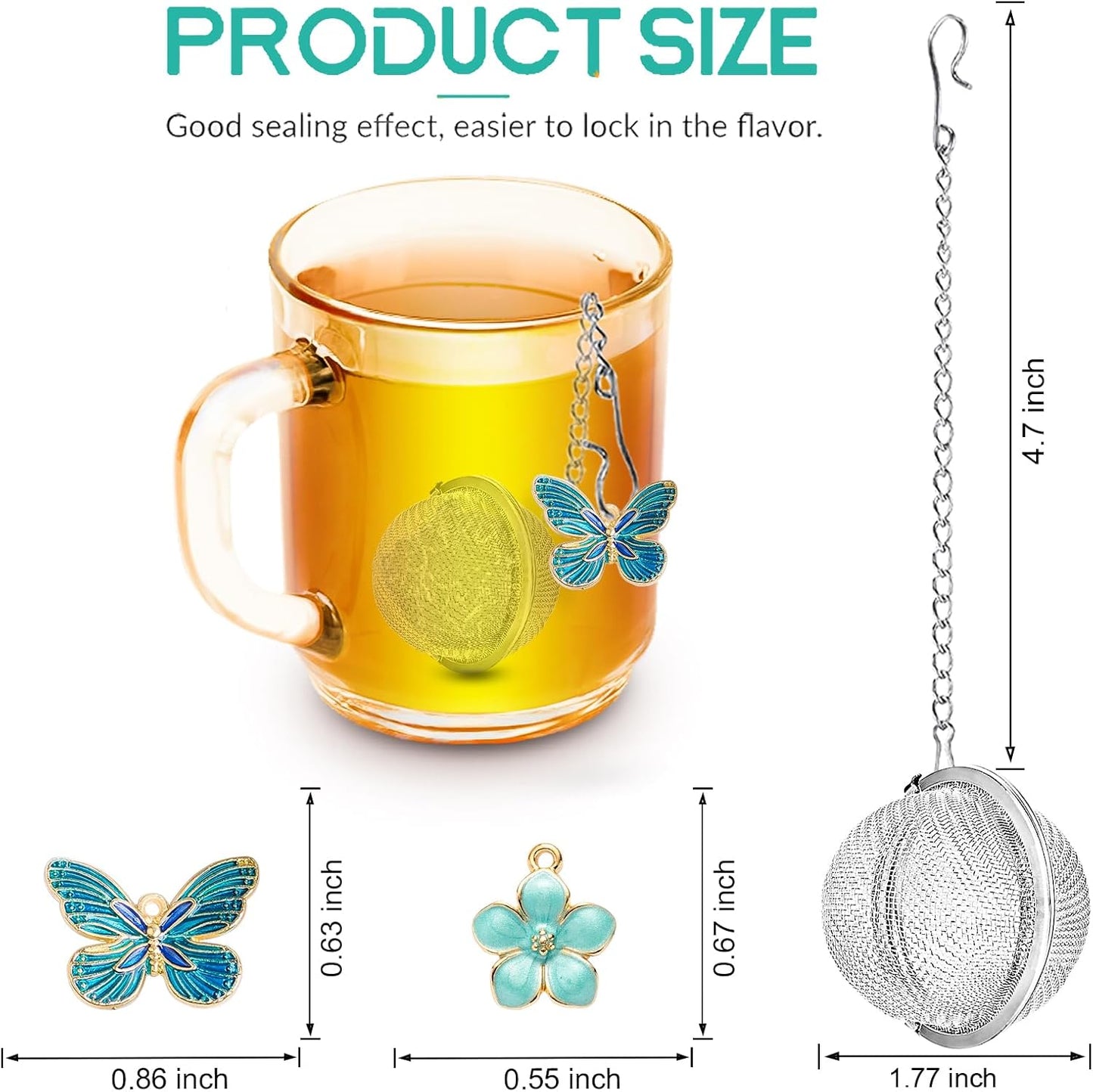 NSTaygate 2pcs Tea Infuser,Loose Leaf Tea Steeper Tea Strainer with Charm Handmade Dragonfly Butterfly Pendant Tea Ball Tea Filter Tea Infusers for Loose Tea