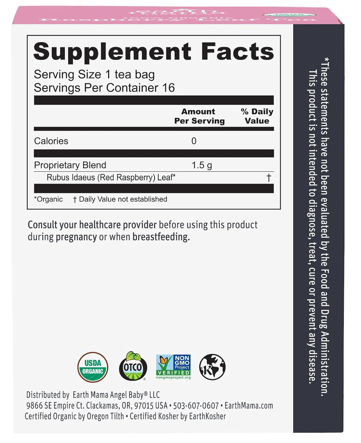 Earth Mama Organic Red Raspberry Leaf Tea | Labor Prep & Menstrual Support Herbal Tea, Pregnancy & Postpartum Care Recovery | 32 Teabags | Caffeine Free & Non-GMO