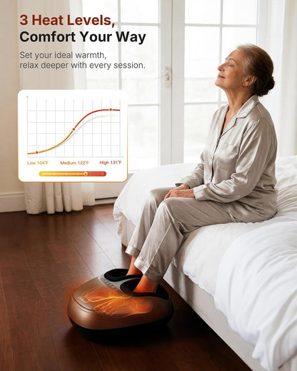 KNQZE Shiatsu Foot Massager with Heat, Compression, Deep Kneading Foot Massage for Plantar Fasciitis Relief, Remote Control, Multi Massage Modes, Auto Shut-Off Timer, FSA Eligible, Gifts for Women Men