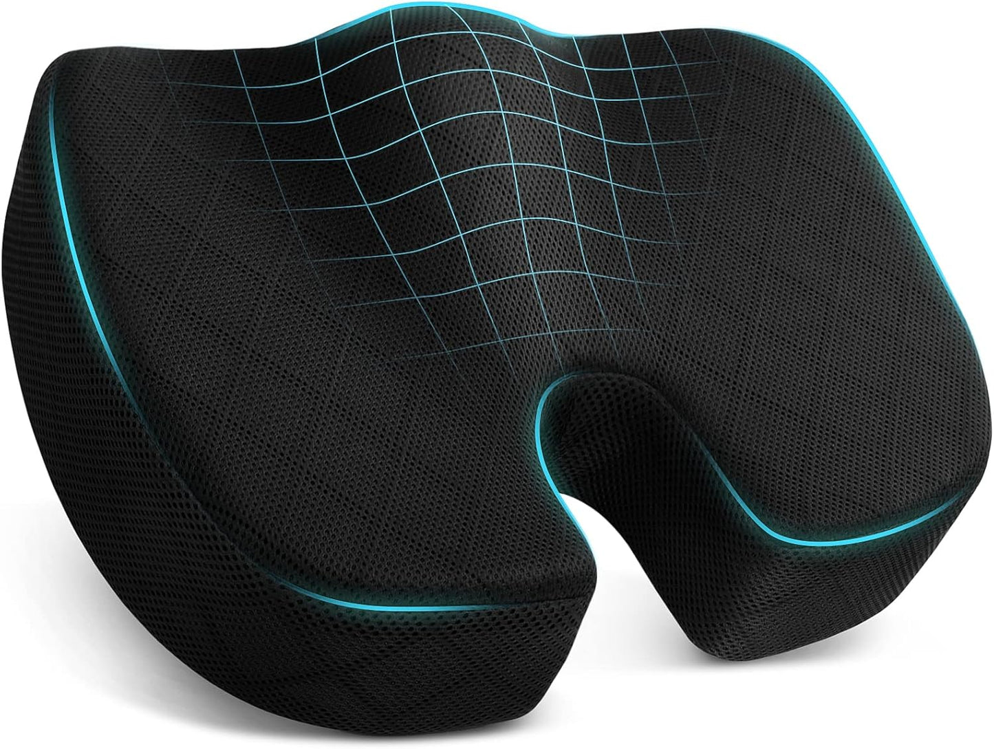 TushGuard Seat Cushion - Memory Foam Sitting Pillow for Office Chair, Car Seat, Airplane, Bleacher - Sciatica & Hip & Coccyx Pain Relief Desk Chair Cushion for Long Sitting Office Workers, Car Drivers