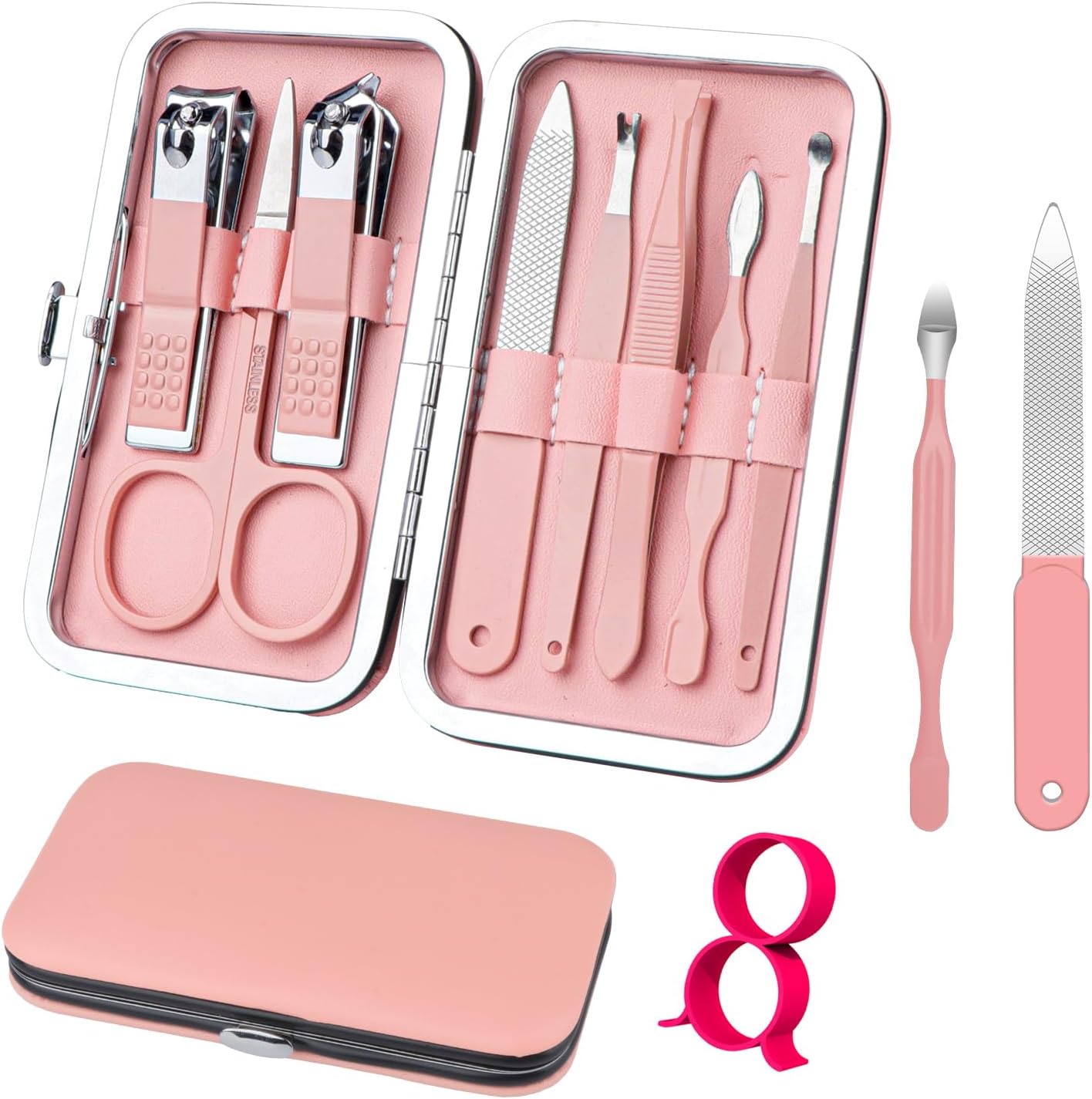 Manicure Set 8 in 1 Nail Clipper Set,RedFlow Nail Clippers,Fingernail & Toenail Clippers,Manicure Tools,Pedicure Tools,Suitable for Travel Manicure Kit,Nail Set Kit with Everything Profe (Blue)