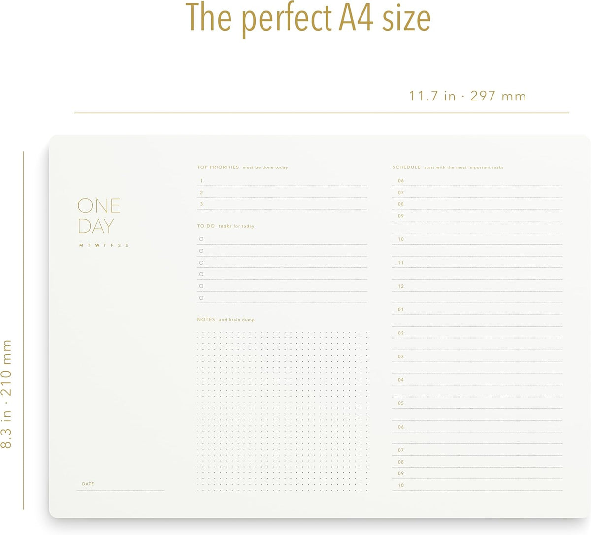 Daily Planner Notepad, A4, 52 Sheets, Undated,Time Blocking,Hourly Schedule