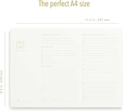 Daily Planner Notepad, A4, 52 Sheets, Undated,Time Blocking,Hourly Schedule