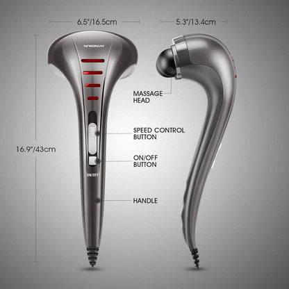 HANGSUN Handheld Neck Back Massager for Pain Relief Deep Tissue, Double Head Full Body Percussion Massage MG400 for Shoulder, Leg, Foot, Muscles