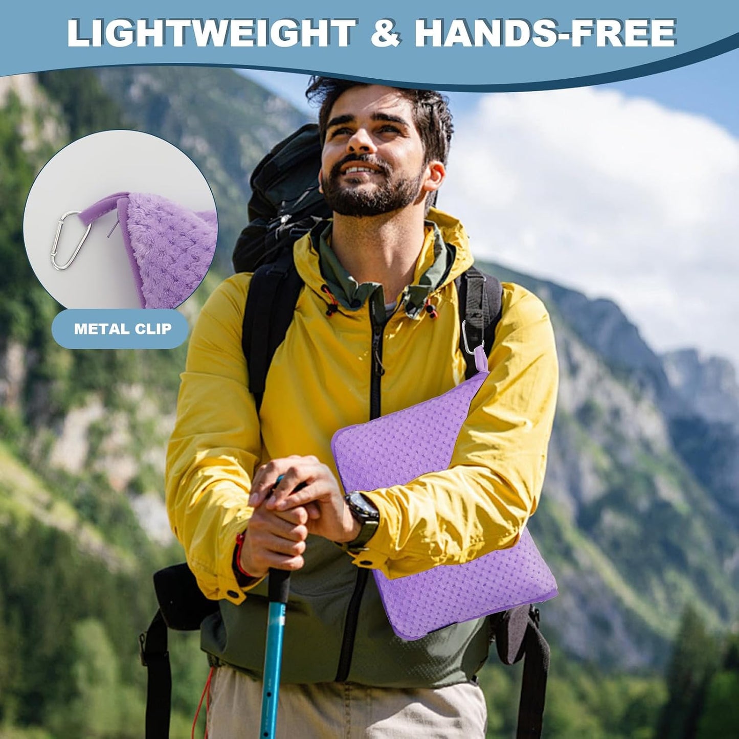 Travel Blanket Airplane Compact with Bag, Travel Essentials 3 in 1 Packable Airplane Blanket, Travel Pillow and Blanket Set, Inflatable Pillow, Luggage Sleeve & Backpack Clip (Light Grey)