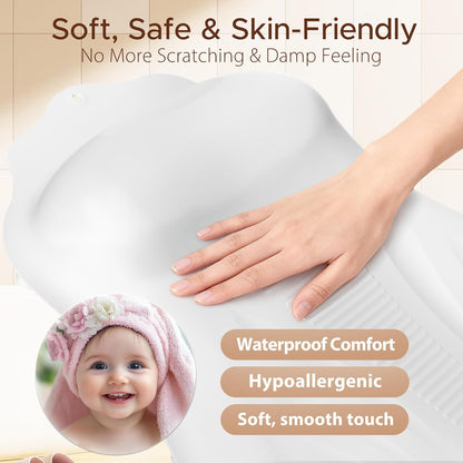 Bath Pillow for Tub, Adjustable Silicone Bathtub Pillows for Head and Neck, 0"–2.3" Neck Support, 34 Suction Cups, Easy to Clean, No Machine Wash Needed (White)