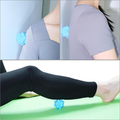 Small Spiky Massage Ball Trigger Point Massage Tool. Solid Bumpy Massager Balls for Deep Tissue Myofascial Release Hand Foot Plantar Fasciitis Pain Relief Knots Acupoint Yoga Fitness. 2.2×2.1in (Blue)
