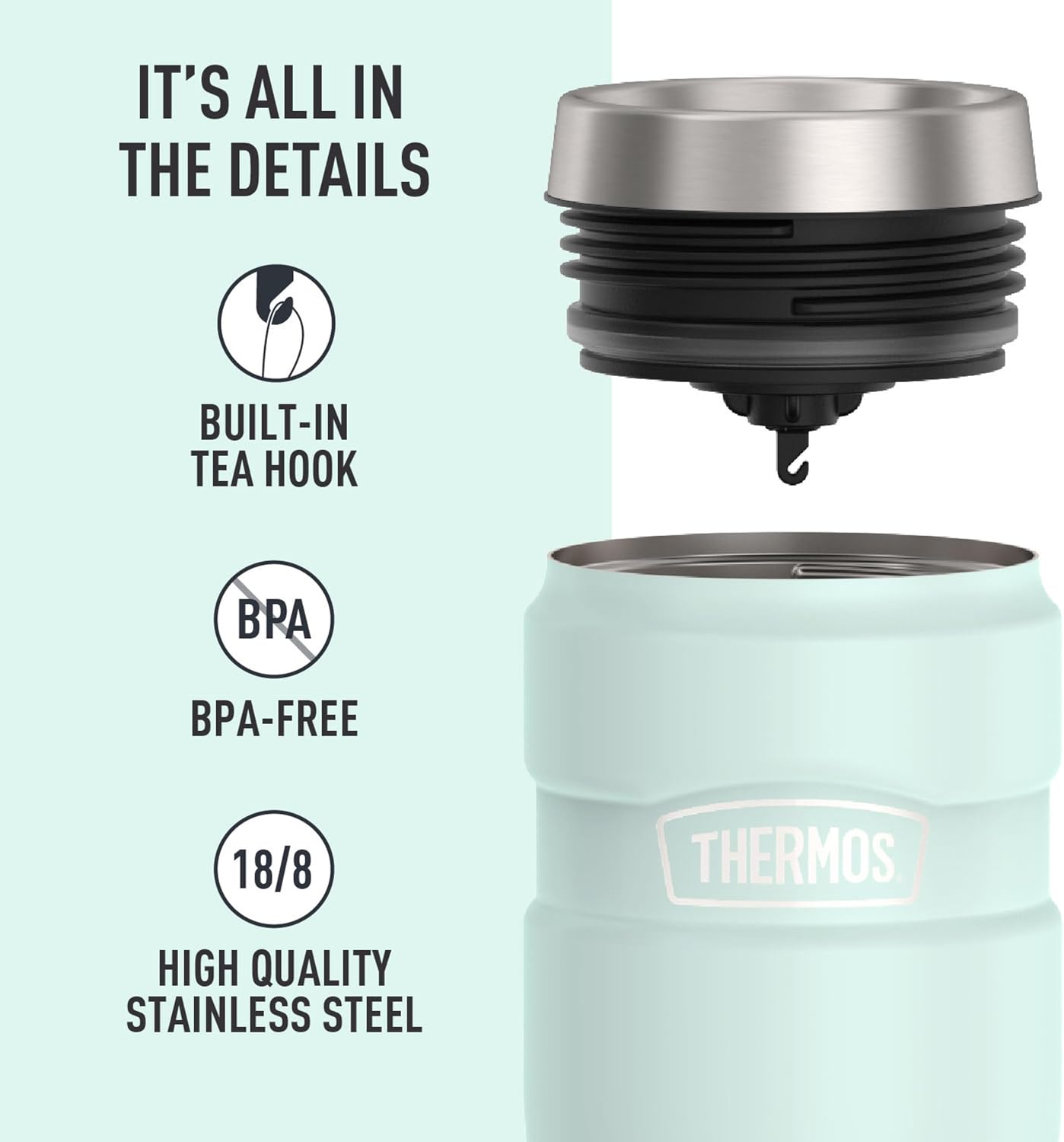 THERMOS Stainless King Vacuum-Insulated Travel Tumbler, 16 Ounce, Matte Steel