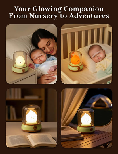 WANIDEA Flameless Candles Lamp, Led Candles,Cute Kerosene Lamp,Silicone Flame Amber Light,Adjustable Dimmable Rechargeable Night Light for Kids,Girls,Teenager Kids Bedroom Christmas