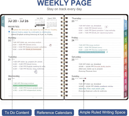 Planner 2026-2027, Weekly and Monthly Calendar Planner, JUL 2026 - JUN 2027 | Academic Year, Daily Agenda Book, A5(6.3'' x 8.5''), Sprial Bound, Inner Pocket, Office School Use