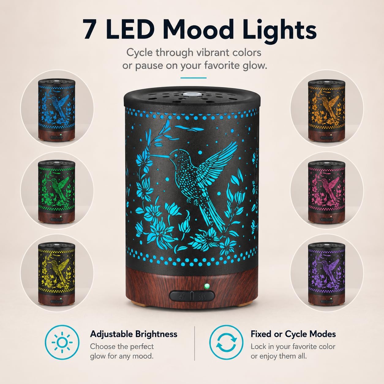 Essential Oil Diffuser, Ultrasonic Diffuser for Essential Oil, Cool Mist Humidifier Aromatherapy Diffuser with 7 Color Lighting Changing Modes, Waterless Auto Shut-Off for Home（Flower Fairy）