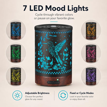 Essential Oil Diffuser, Ultrasonic Diffuser for Essential Oil, Cool Mist Humidifier Aromatherapy Diffuser with 7 Color Lighting Changing Modes, Waterless Auto Shut-Off for Home（Flower Fairy）