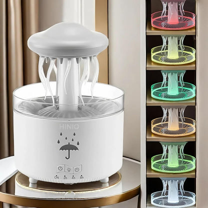 Rain Cloud Humidifier Water Drip with 7 Colors LED Night Light, Mushroom Essential Oil Diffuser with Remote Control for Bedroom Sleeping Relaxing(Wood Grain)