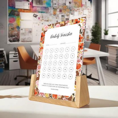 Habit Tracker Calendar - Made in USA, Designed by Local Artist, Motivational 30 day monthly challenge - Tool and gift for Productivity, Self-growth (Habit Tracker-Florals, U-Stand)