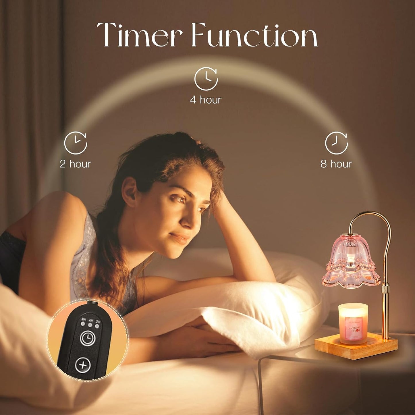 Candeldo Candle Warmer Lamp with Timer: Flower Gold Candle Lamps Height Adjustable Wax Melt House Warming Gifts New Home Decor Mothers Day Birthday Gift for Women Mom