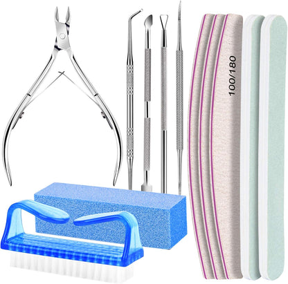 FANDAMEI Nail Care Kit, Nail Files 100/180, Nail Buffer Block, Cuticle Nippers, Cuticle Trimmer, Cuticle Pusher, Nail Tools, Nail Kit, Pedicure & Manicure Tools, Nail Prep Kit, Manicure Kit for Women