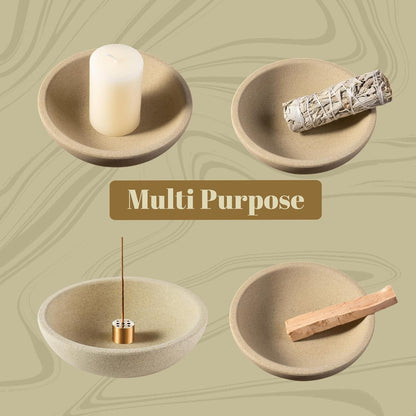 Koville Natural Marble Incense Holder, Incense Holder for Sticks with 9 Holes, Handmade Incense Burner Ash Catcher for Meditation Yoga SPA, Balsam Fir/Palo Santo/Sage/Cone (White)