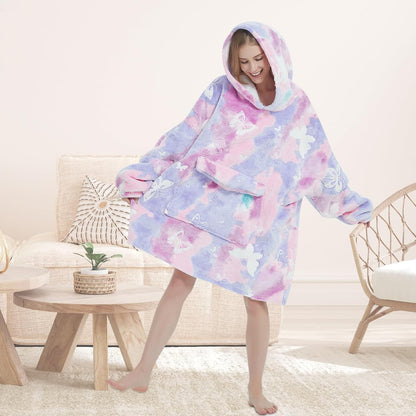 Mewkou Wearable Blanket Hoodie for Adult,Oversized Sherpa Fleece Blanket Hoodie for Women Men,Grey