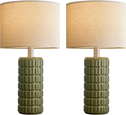 Seealle 23" Modern Ceramic Table Lamps Set of 2 - Table Lamps for Living Room, Farmhouse Bedside Night Stands Lamp for Bedroom, White Nightstand Lamps Set of 2, Desk Lamp for End Table Home Decor