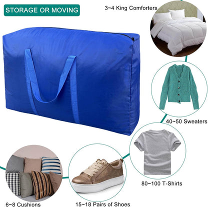 100L Extra Large Storage Bags, Big Moving Bags with Strong Zippers & Carrying Handles, Packing Bags for Moving, Storage, Travel and Camping, Storage Totes For Space Saving (Black)