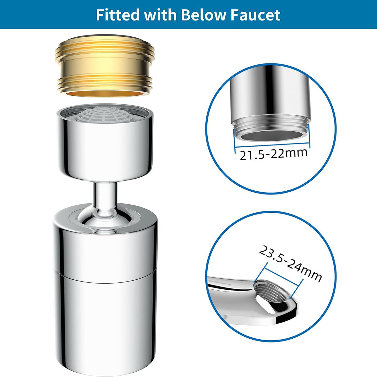 Hibbent NSF/ANSI/CAN 61 & cUPC Certified Faucet Aerator, Chrome