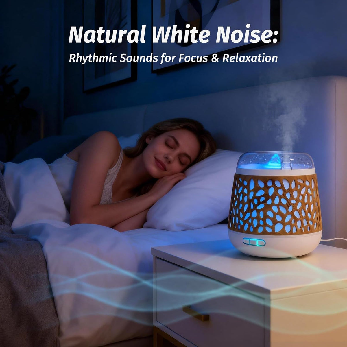 Weljoy Patented Dancing Water Fountain, Desktop Zen Decor & Light (Light Wood Grain)