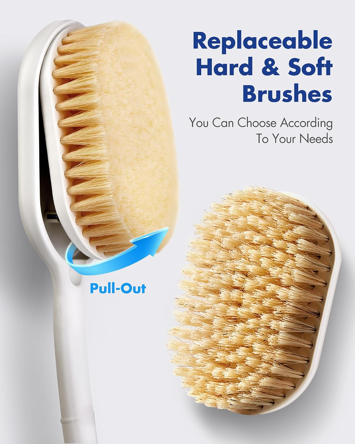 Dry Brushing Body Brush for Massage - Natural Boar Bristle Exfoliating Brush with Massage Nodes for Lymphatic Drainage, Cellulite, Blood Circulation Improving Skin Health for Women Men Elderly(Grey)
