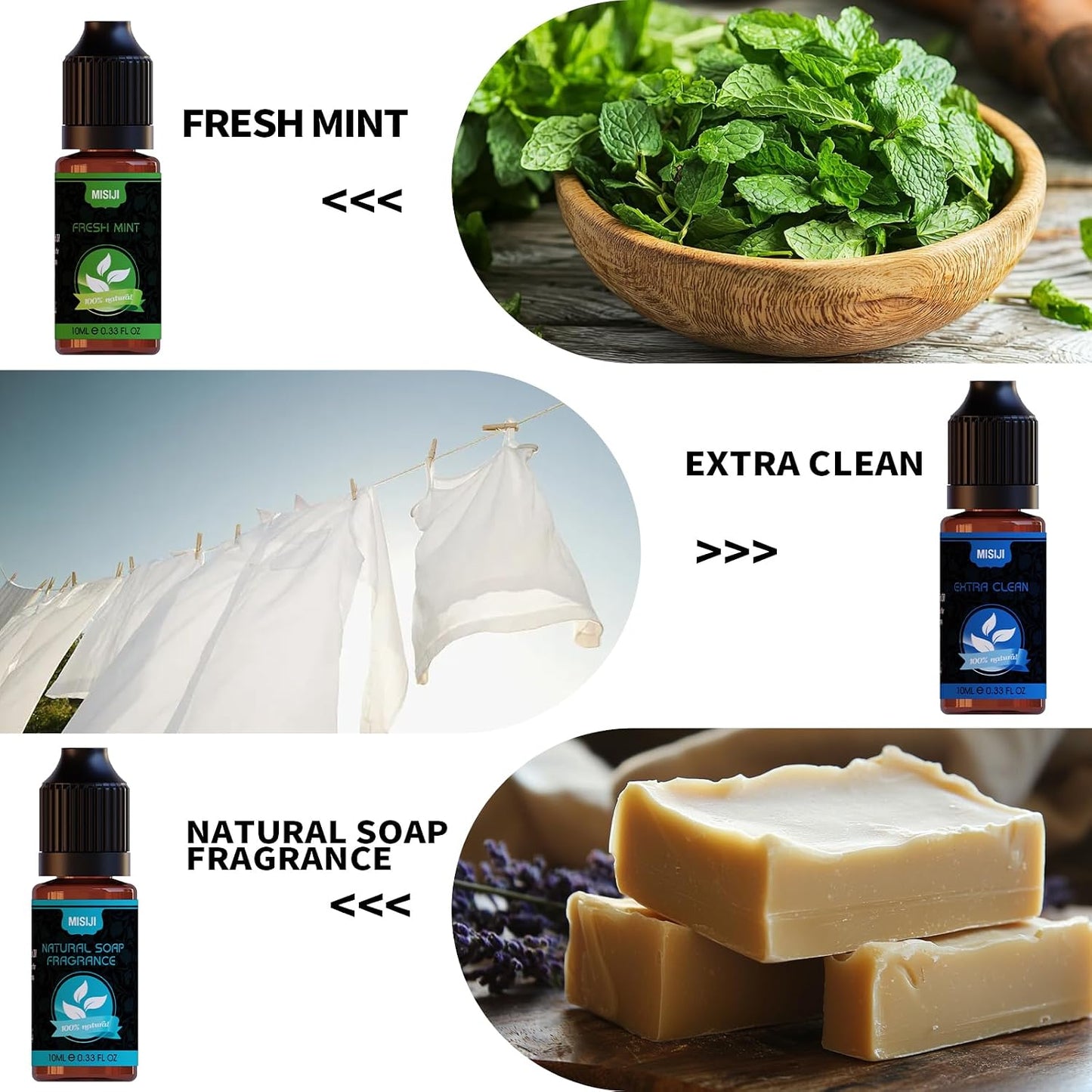 Essential Oils Set Top 6 Aromatherapy-Essential Oils for Diffuser for Home,Air Freshening Diffuser Oils Scents for Aromatherapy,Laundry,Candle&Soap Making,Humidifiers 6 X 10ML