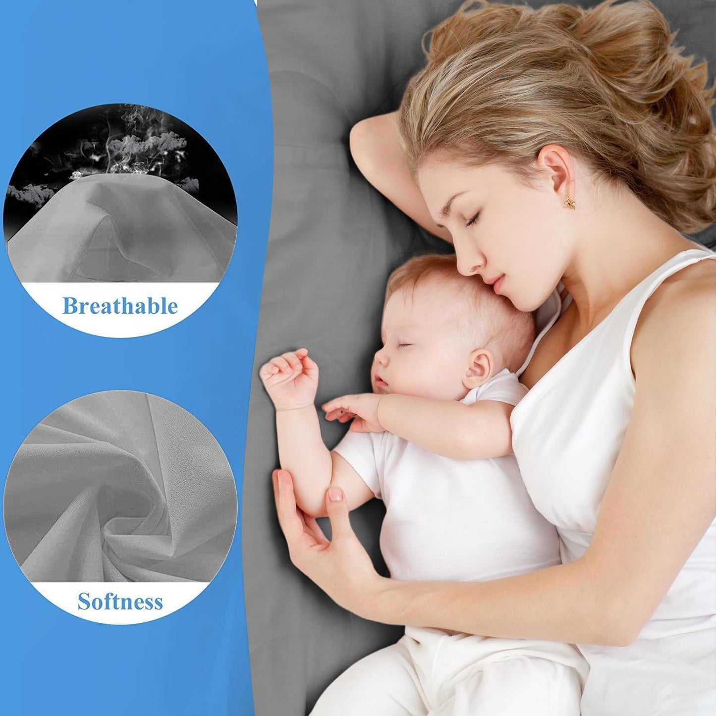 2 Pack Twin Size Premium Waterproof Mattress Protector, Soft Breathable Mattress Pad, Noiseless Waterproof Bed Cover - Stretch to 21" Fitted Deep Pocket Mattress Protection