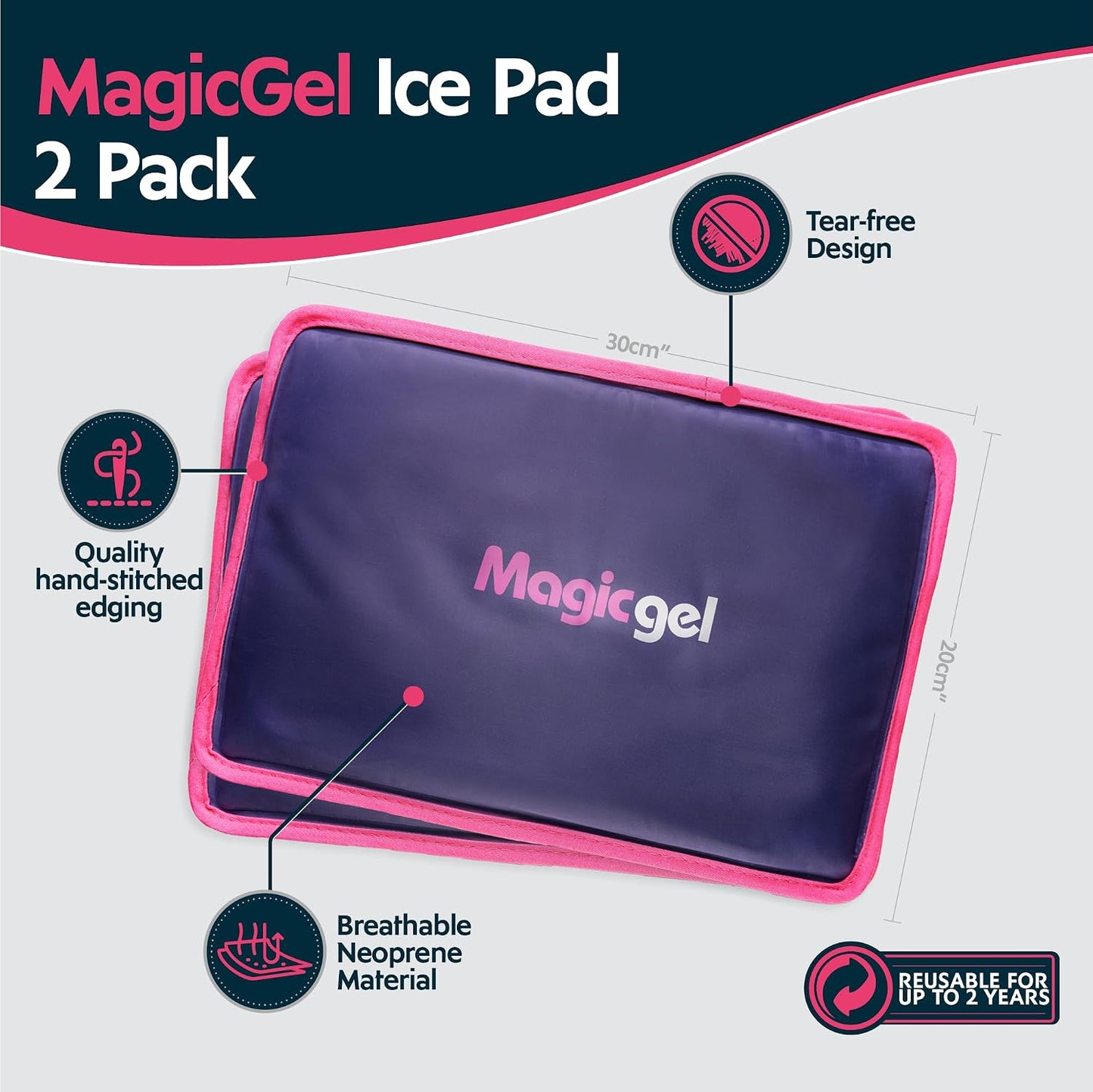 Magic Gel Ice Packs for Injuries Reusable (3 Pieces) | Flexible Wrap Around Gel Ice Pack Knees, Back, Shoulders, Arms and Legs (11" x 5.5") | Hot and Cold Compress Cold Packs for Injuries