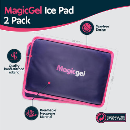 Magic Gel Ice Packs for Injuries Reusable (3 Pieces) | Flexible Wrap Around Gel Ice Pack Knees, Back, Shoulders, Arms and Legs (11" x 5.5") | Hot and Cold Compress Cold Packs for Injuries