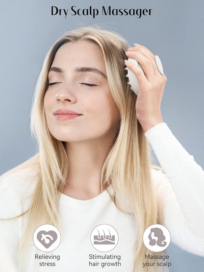 HEETA Scalp Massager Hair Growth, Soft Silicone Scalp Scrubber Shampoo Brush for Exfoliation, Dandruff Removal Head Massage Stress Relax, Wet & Dry Use for Thick Thin Curly Hair Care, Black