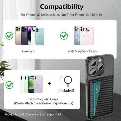 for Magsafe Wallet Work with Apple Find My, Strongest Magnetic Phone Wallet