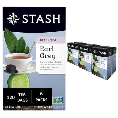 STASH Earl Grey Black Tea, 120 Bags (6 Boxes of 20), Caffeinated