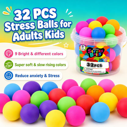 Squishy Stress Balls for Kids Adults: 18 Pack Fidget Toy Bulk for Prize