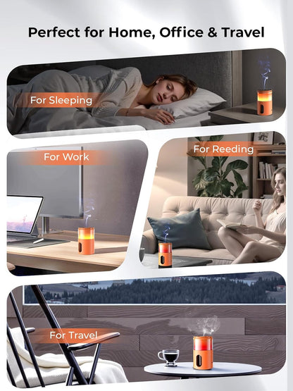 Waterless Essential Oil Diffuser: 𝟗 𝐂𝐨𝐥𝐨𝐫𝐬 𝐋𝐄𝐃 Scent Diffuser for Home&Car&Office - Portable Diffuser with 48H Battery, 4 Timers & 3 Mist Levels, Carbon Black