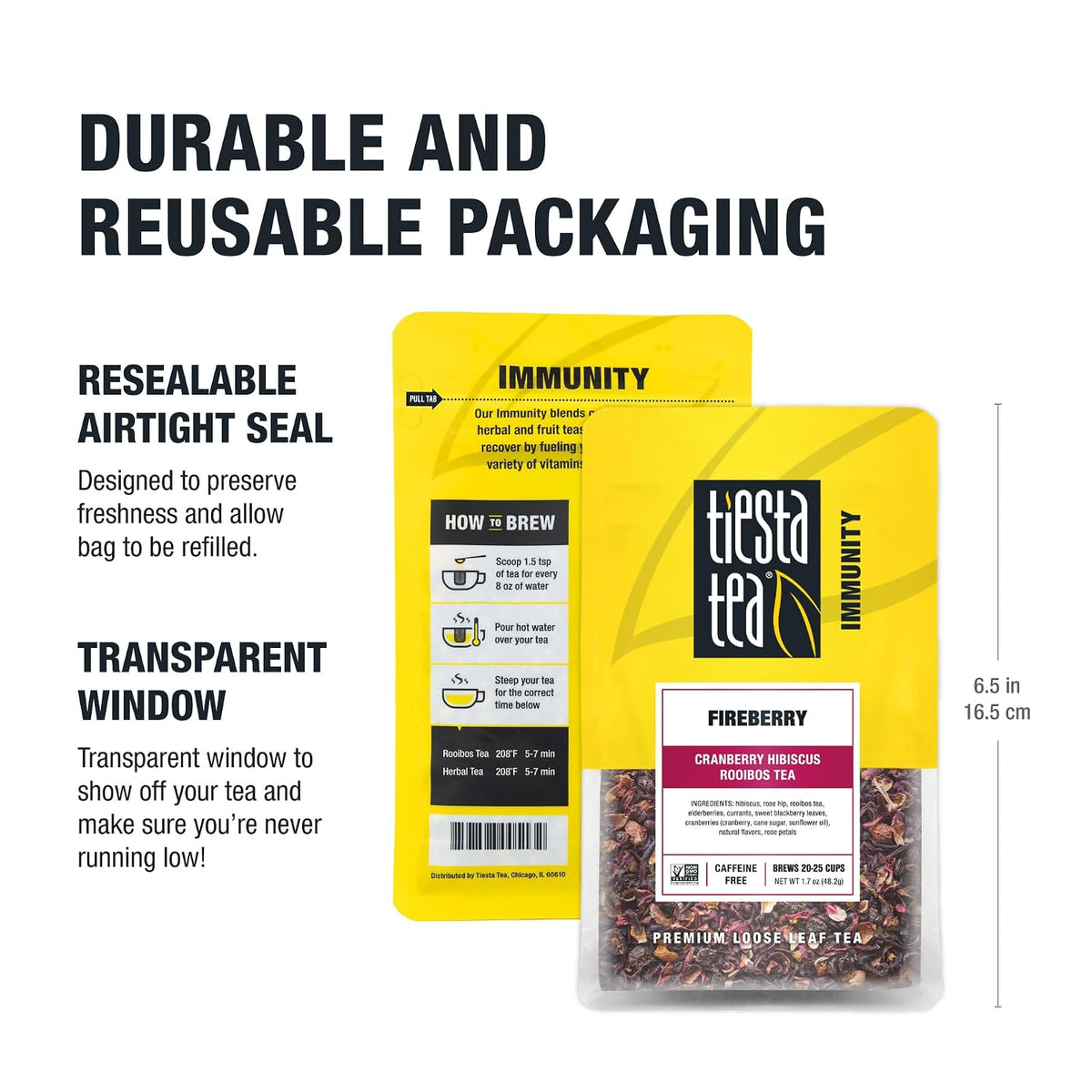 Tiesta Tea - Fireberry, Loose Leaf, Cranberry Hibiscus Rooibos Tea, 1.7oz