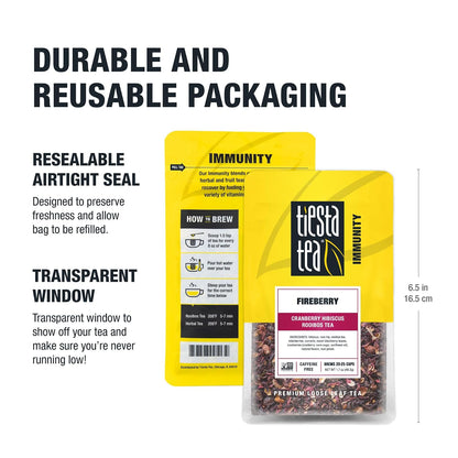 Tiesta Tea - Fireberry, Loose Leaf, Cranberry Hibiscus Rooibos Tea, 1.7oz
