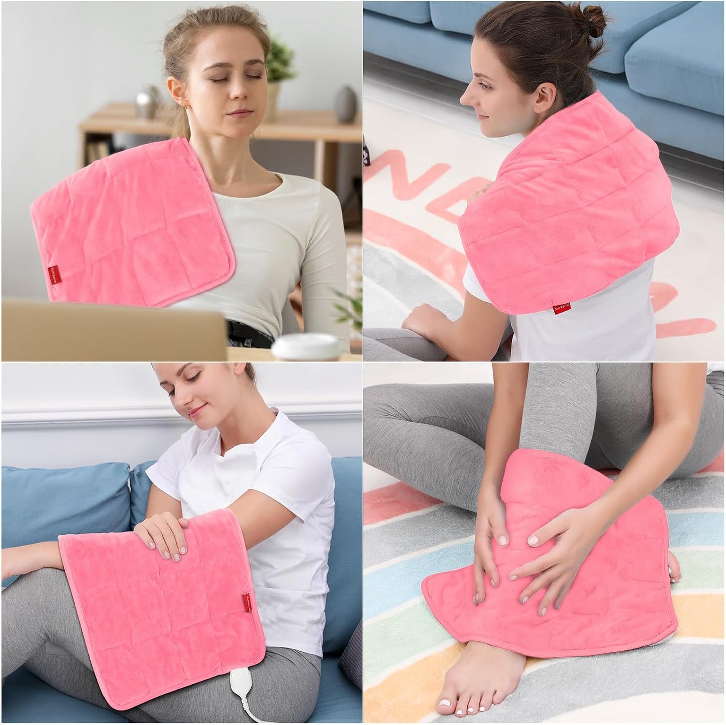 Comfytemp Weighted Heating Pad for Back & Period, FSA Eligible Electric Heat Pad, Birthday Gift for Women Men Mom Dad & Father Day Gifts, 2.2 lb HSA Neck Shoulder Heated Pad, 2H Auto-Off, 12x24, Blue