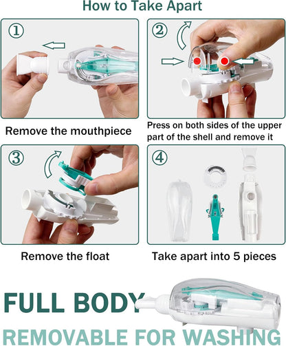 DEFUNX Breathing Exercise Device for Lungs - Flutter Valve Mucus Removal Device - Breath Trainer Green