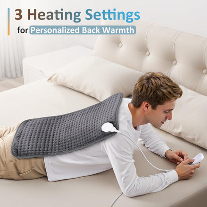 Comfytemp Extra Large Heating Pad for Back & Period, 33''x 17'' King Size FSA Eligible Pack, Birthday Gifts for Women Men Mom Dad, HSA Electric XL Heat Wrap for Body/Shoulder/Neck/Knee, Washable, Blue
