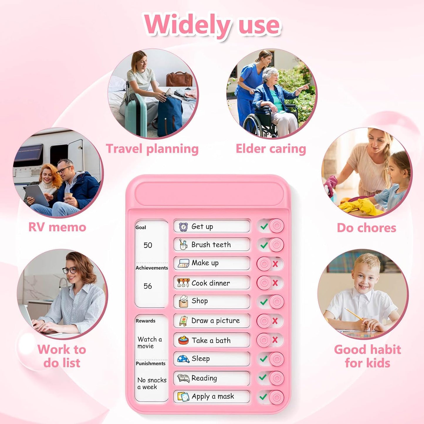 Audab Dry Erase Chore Chart for Kids, Magnetic Whiteboard Checklist Board, Chore Checklist Slider to Do List Board, Daily Routine Chart Schedule Board Task Tracker for Home Refrigerator, Wall, Desk
