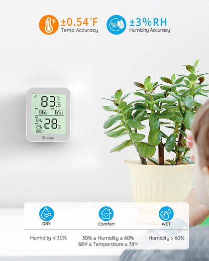 Govee Indoor Hygrometer Thermometer 2Pack H5075 with Bluetooth App Control | Room Temperature Humidity Meter, 164ft Remote Monitor, Smart Alerts, 2 Years Data Storage Export, for Bedroom Wine Cellar