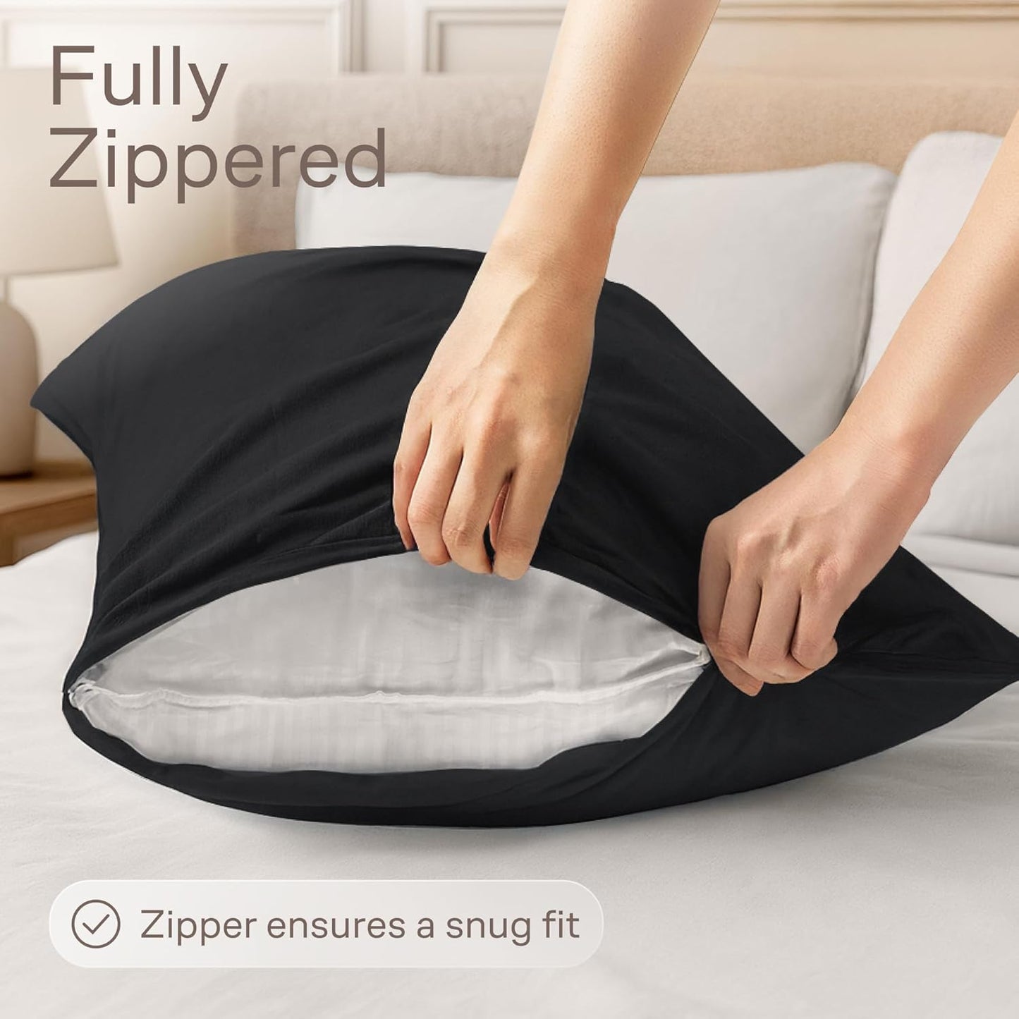 Ultra Soft Pillow Protectors with Zipper Standard Size - Set of 8 Breathable Pillow Covers - 100% Protection Against Stains, Dust & Dirt - Machine Washable (White)