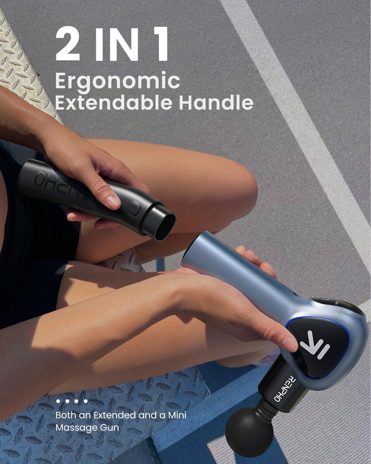 RENPHO Foldable Massage Gun with Extension Handle for Back, 0-90° Adjustable Angle, FSA Eligible, Handheld Percussion Deep Tissue Massager with 9mm Amplitude for Pain Relief HSA, Gifts for Men Women