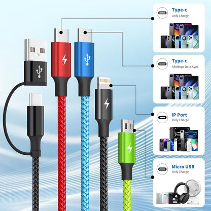 4 in 1 Multi Charging Cable, 5FT Charging Cords for Multiple Devices