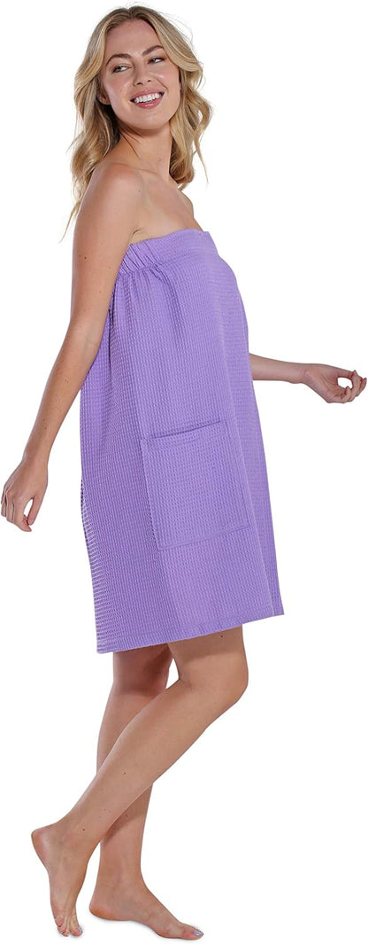Turquaz Lightweight Knee Length Waffle Robes For Women Spa Bath Waffle