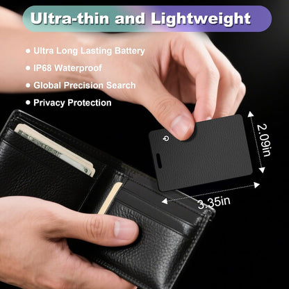 Wallet Tracker Card, Slim Rechargeable Bluetooth Item Locator, Smart Finder Compatible with Apple Find My for Wallet, Luggage, Passport, IP68 Waterproof (iOS Only) (Carbon Fiber Black)