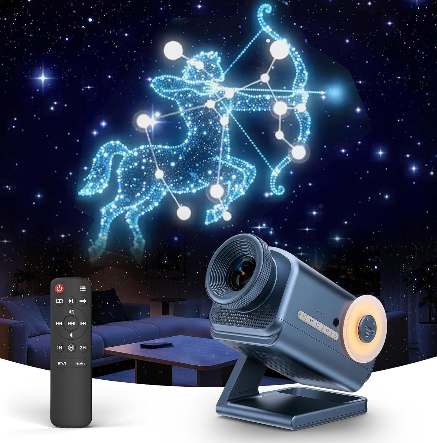 Rossetta 3D Projector with 60 Scenes, Galaxy Star Projector for Room Decor | Bluetooth Speaker, 1H/2H Timer & Remote, Night Light for Bedroom, Party, Christmas & Birthday Gifts for Adults, Girls, Boys
